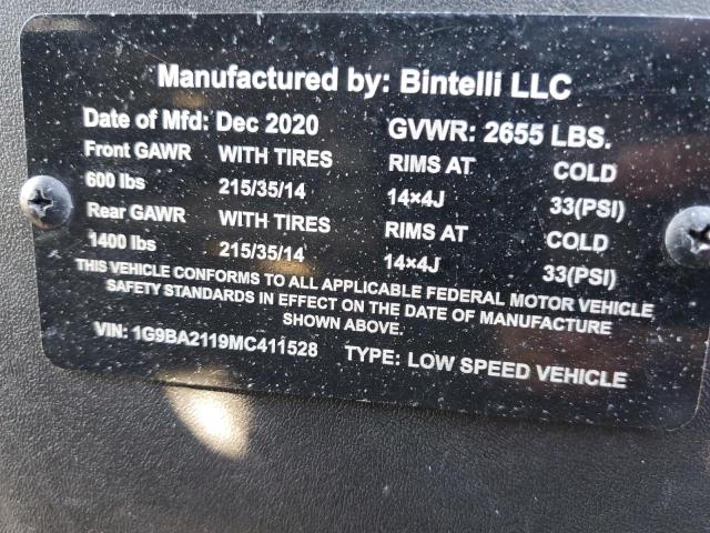 1G9BA2119MC411528 - 2021 BINT GOLFCART BLUE photo 10