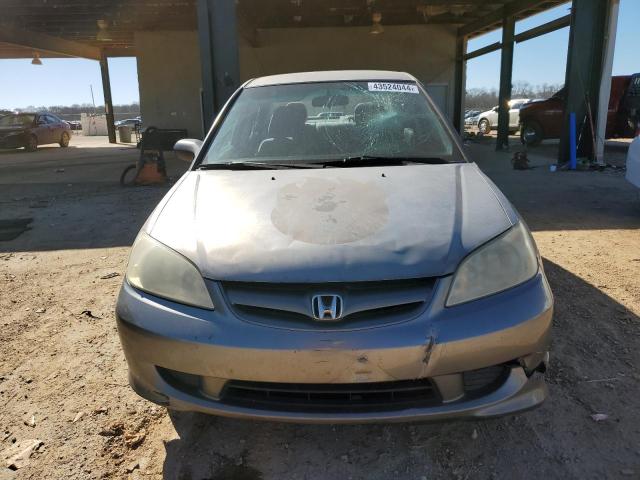 2HGES16585H625534 - 2005 HONDA CIVIC LX GRAY photo 5