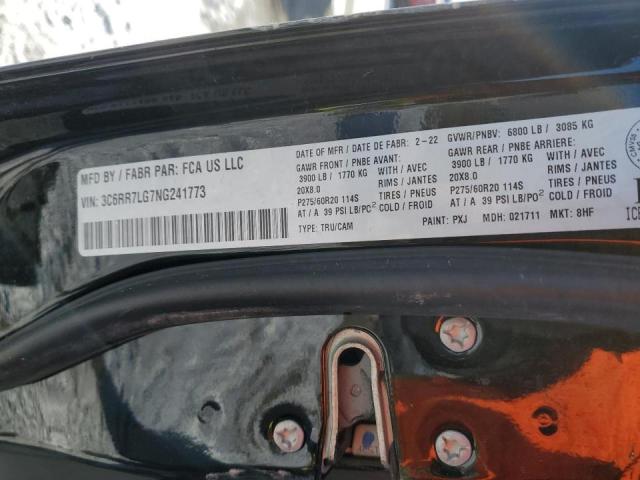 3C6RR7LG7NG241773 - 2022 RAM 1500 CLASS SLT 黑色 照片 12