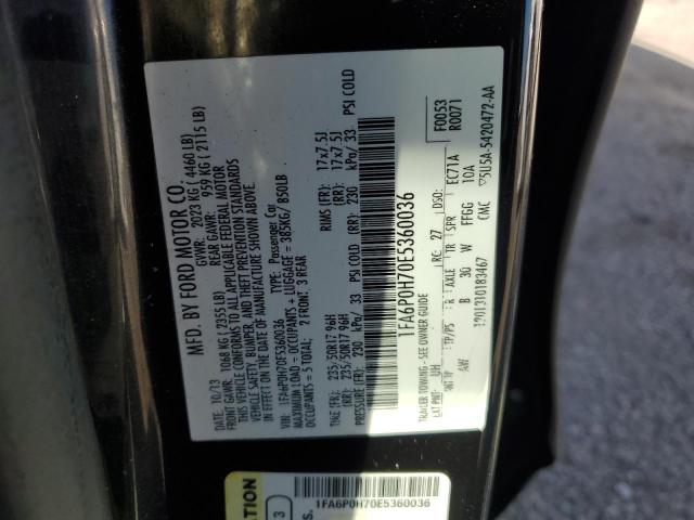 1FA6P0H70E5360036 - 2014 FORD FUSION SE BLACK photo 12