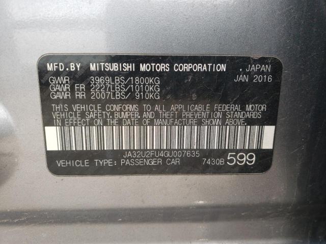 JA32U2FU4GU007635 - 2016 MITSUBISHI LANCER ES GRAY photo 12