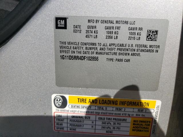 1G11D5RR4DF102856 - 2013 CHEVROLET MALIBU 1LT SILVER photo 12