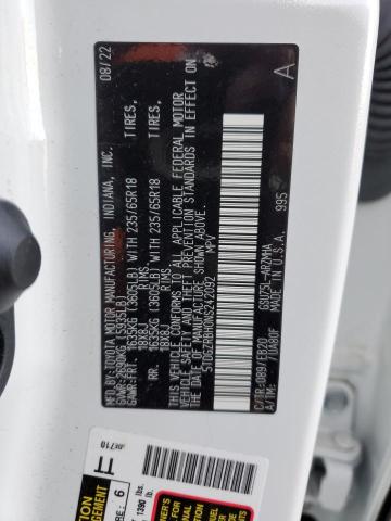5TDGZRBH0NS242092 - 2022 TOYOTA HIGHLANDER XLE WHITE photo 12