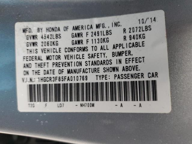 1HGCR3F85FA010769 - 2015 HONDA ACCORD EXL SILVER photo 12