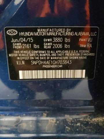 5NPDH4AE1GH703843 - 2016 HYUNDAI ELANTRA SE BLUE photo 13