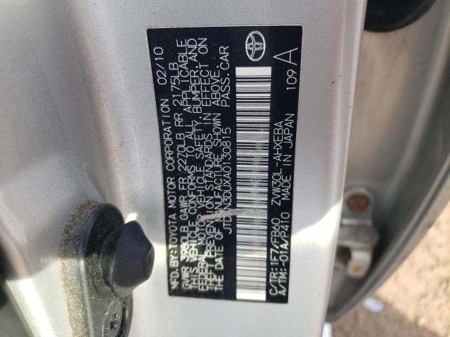 JTDKN3DUXA0130815 - 2010 TOYOTA PRIUS SILVER photo 13