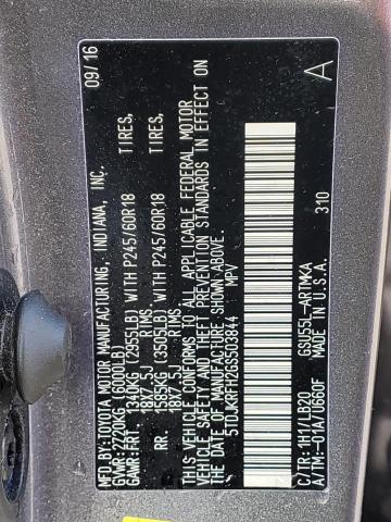 5TDJKRFH2GS503844 - 2016 TOYOTA HIGHLANDER XLE GRAY photo 13