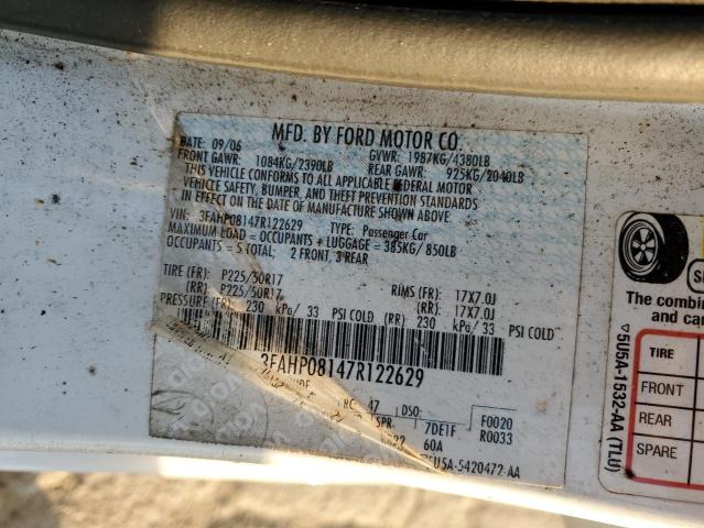 3FAHP08147R122629 - 2007 FORD FUSION SEL WHITE photo 12