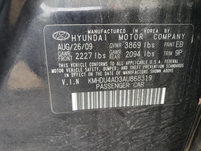 KMHDU4AD3AU868319 - 2010 HYUNDAI ELANTRA BLUE BLACK photo 12