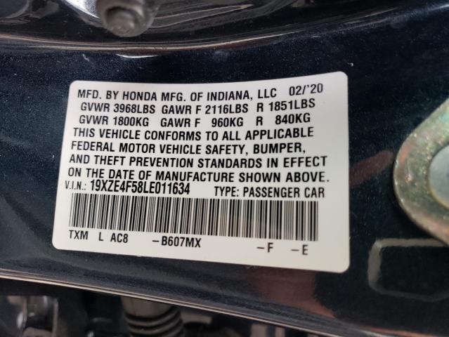 19XZE4F58LE011634 - 2020 HONDA INSIGHT EX BLUE photo 13