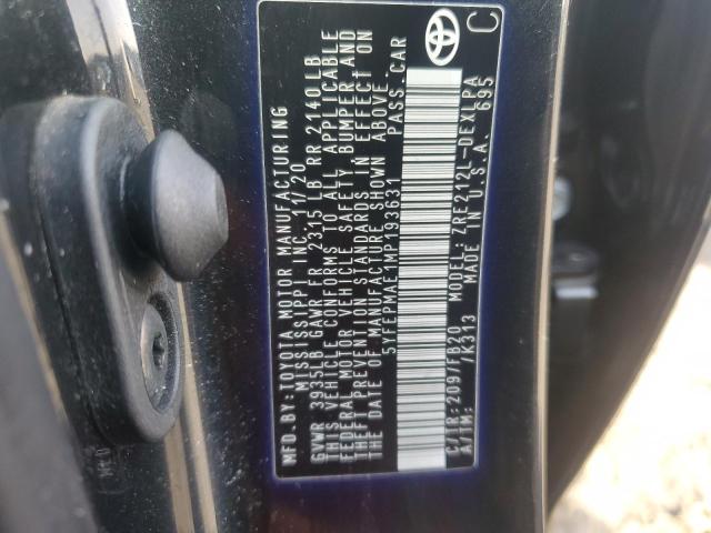 5YFEPMAE1MP193631 - 2021 TOYOTA COROLLA LE BLACK photo 13