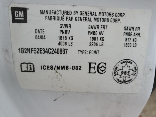 1G2NF52E34C240887 - 2004 PONTIAC GRAND AM SE1 WHITE photo 12