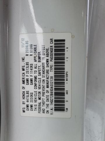 1HGCT2B89DA002138 - 2013 HONDA ACCORD EXL WHITE photo 12