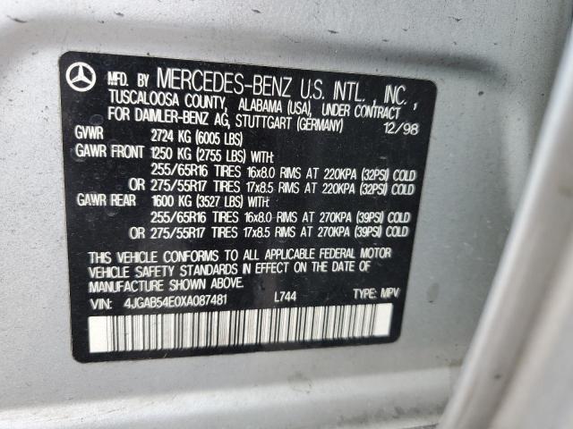 4JGAB54E0XA087481 - 1999 MERCEDES-BENZ ML 320 SILVER photo 13