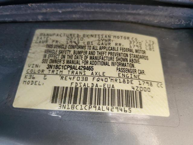 3N1BC1CP9AL429465 - 2010 NISSAN VERSA S SILVER photo 12