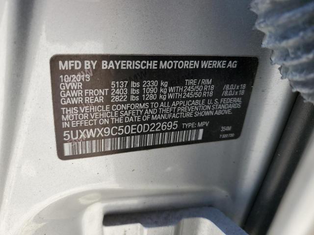 5UXWX9C50E0D22695 - 2014 BMW X3 XDRIVE28I SILVER photo 13