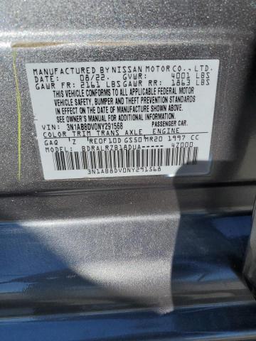 3N1AB8DV0NY291568 - 2022 NISSAN SENTRA SR GRAY photo 12