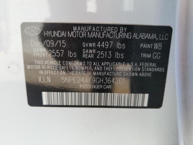 5NPE24AF9GH364201 - 2016 HYUNDAI SONATA SE WHITE photo 12