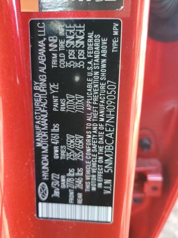 5NMJBCAE7NH090507 - 2022 HYUNDAI TUCSON SEL RED photo 13