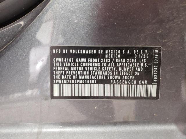 3VWBM7BU3PM016607 - 2023 VOLKSWAGEN JETTA SPORT GRAY photo 13