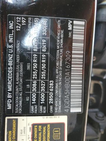 4JGDA5HB0DA167309 - 2013 MERCEDES-BENZ ML 350 4MATIC BLACK photo 14