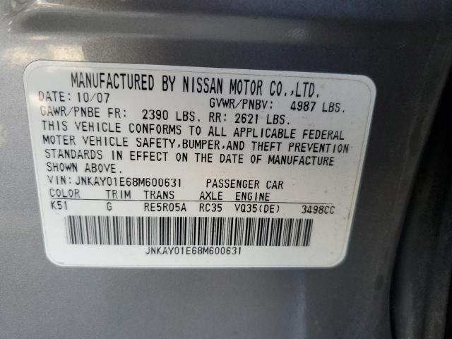 JNKAY01E68M600631 - 2008 INFINITI M35 BASE GRAY photo 12