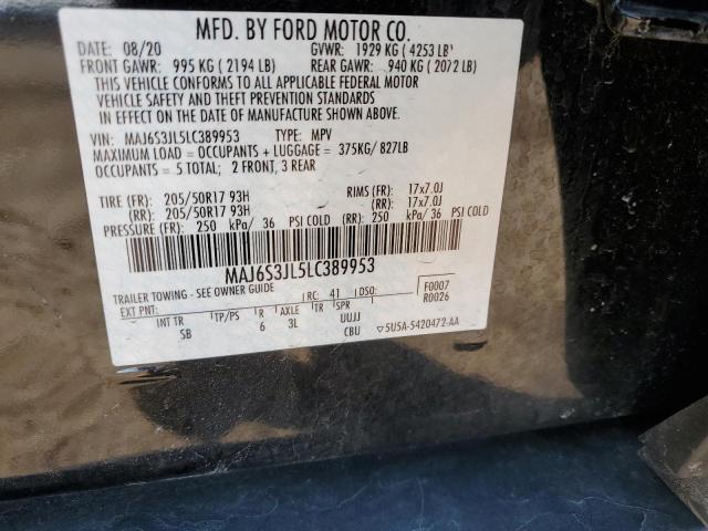 MAJ6S3JL5LC389953 - 2020 FORD ECOSPORT SES BLACK photo 12