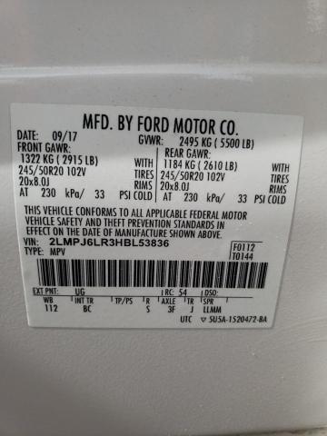 2LMPJ6LR3HBL53836 - 2017 LINCOLN MKX RESERVE أبيض صورة 12