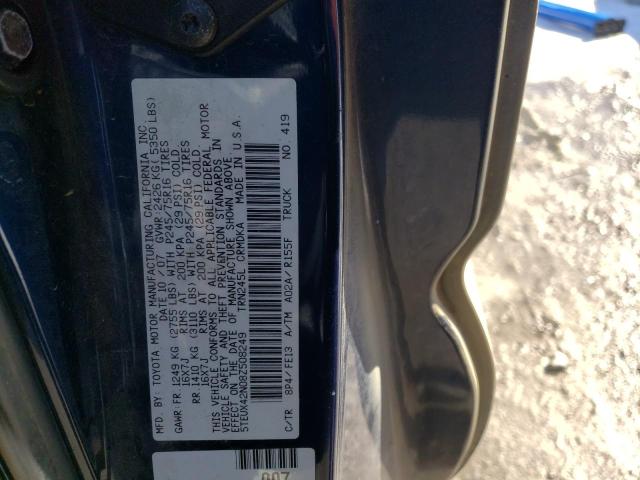 5TEUX42N08Z508249 - 2008 TOYOTA TACOMA ACCESS CAB თაფლისფერი ფოტო 12