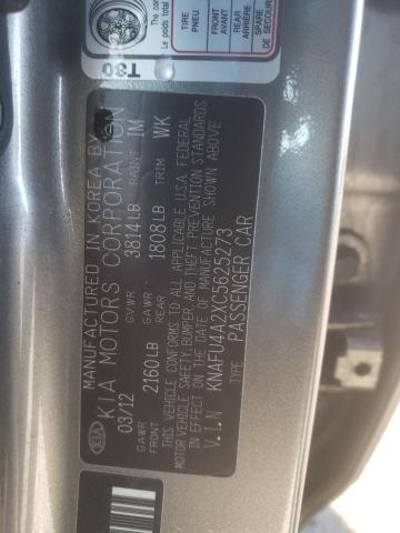 KNAFU4A2XC5625273 - 2012 KIA FORTE EX GRAY photo 12