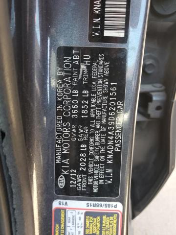 KNADN4A39D6201561 - 2013 KIA RIO EX GRAY photo 12