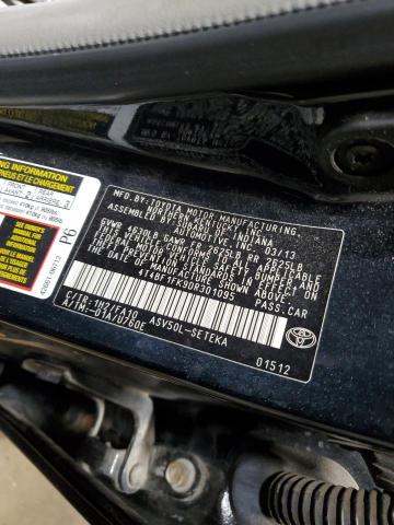 4T4BF1FK9DR301095 - 2013 TOYOTA CAMRY L Bleu photo 12