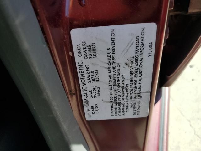 2CNBE634136928533 - 2003 CHEVROLET TRACKER LT MAROON photo 12