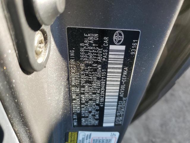 4T1BE32K94U821151 - 2004 TOYOTA CAMRY LE GRAY photo 12