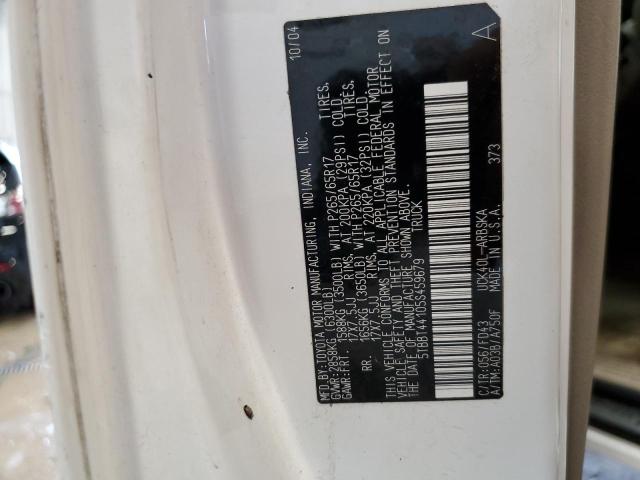 5TBBT44105S459679 - 2005 TOYOTA TUNDRA ACCESS CAB SR5 WHITE photo 12