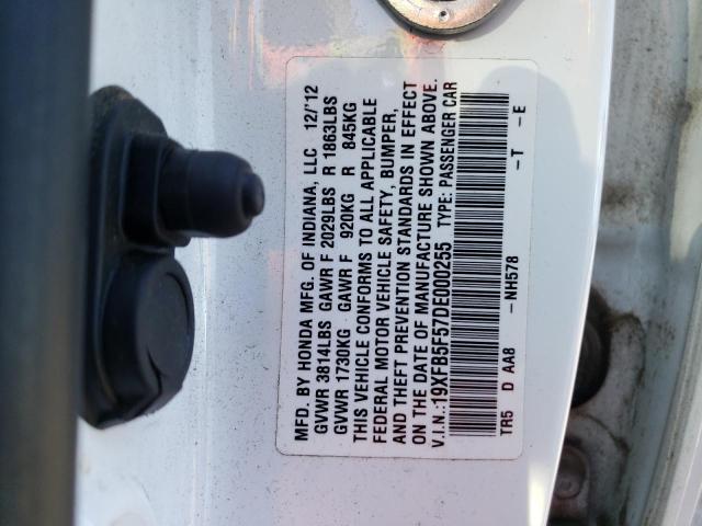 19XFB5F57DE000255 - 2013 HONDA CIVIC NATURAL GAS WHITE photo 12