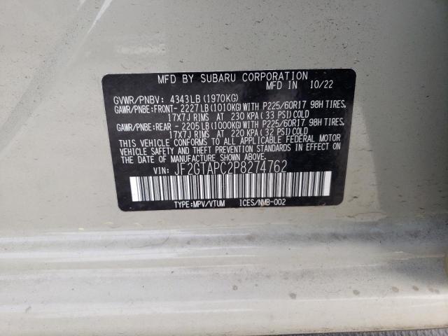 JF2GTAPC2P8274762 - 2023 SUBARU CROSSTREK PREMIUM 奶油色 照片 13