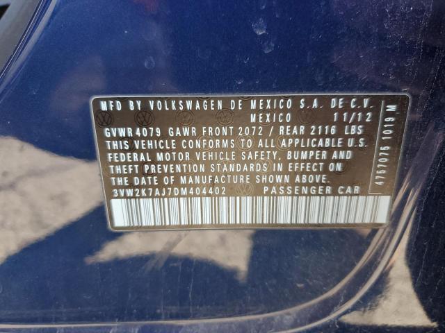 3VW2K7AJ7DM404402 - 2013 VOLKSWAGEN JETTA BASE Mavi foto 12