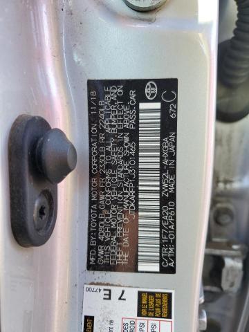 JTDKARFP1J3101465 - 2018 TOYOTA PRIUS PRIM SILVER photo 12