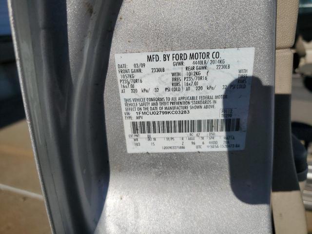 1FMCU02799KC03283 - 2009 FORD ESCAPE XLS SILVER photo 13