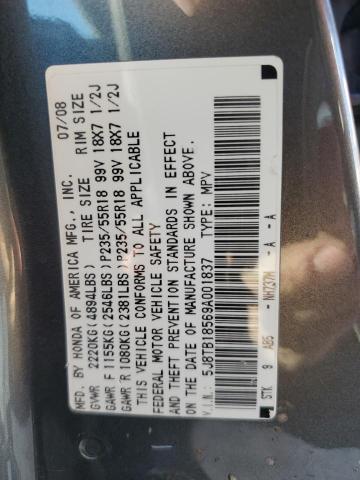 5J8TB18569A001837 - 2009 ACURA RDX TECHNOLOGY GRAY photo 14