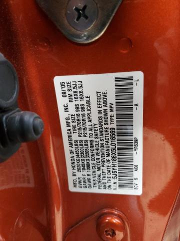 5J6YH186X5L016569 - 2005 HONDA ELEMENT EX ORANGE photo 12