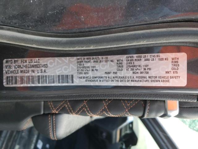 1C4RJHEG8N8637493 - 2022 JEEP GRAND CHER SUMMIT 石墨色 照片 13