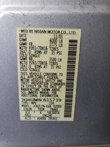 5N1AR18W06C615739 - 2006 NISSAN PATHFINDER LE ვერცხლისფერი ფოტო 14