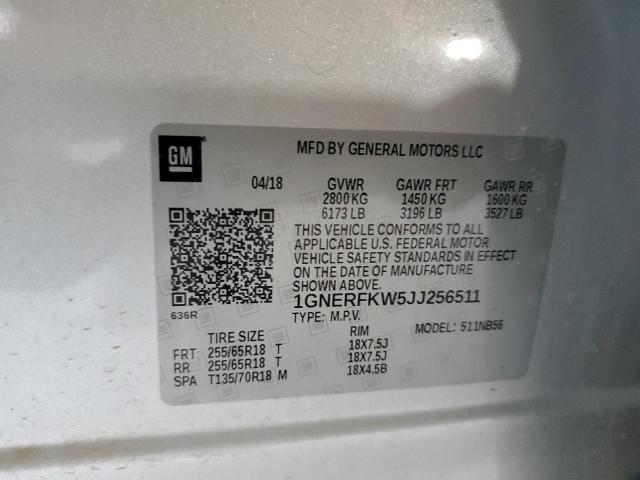 1GNERFKW5JJ256511 - 2018 CHEVROLET TRAVERSE LS SILVER photo 13