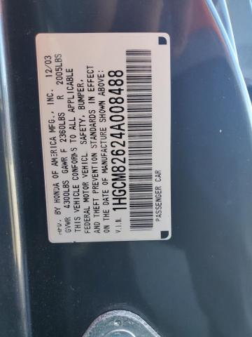 1HGCM82624A008488 - 2004 HONDA ACCORD EX BLUE photo 12