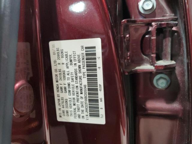 JH4CU2F66BC005048 - 2011 ACURA TSX BURGUNDY photo 12