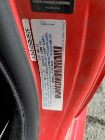 3VWBK21C73M418495 - 2003 VOLKSWAGEN NEW BEETLE GL 红色 照片 12