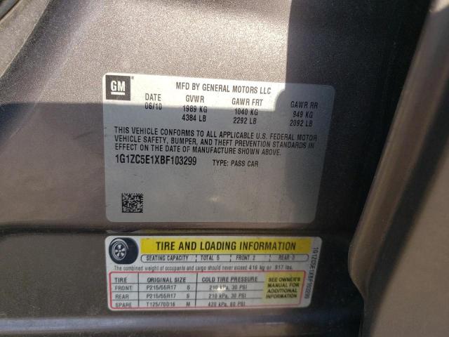 1G1ZC5E1XBF103299 - 2011 CHEVROLET MALIBU 1LT SILVER photo 12