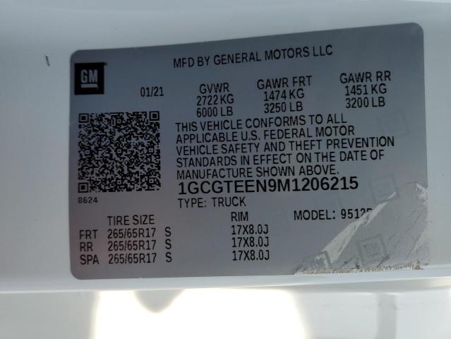 1GCGTEEN9M1206215 - 2021 CHEVROLET COLORADO ZR2 WHITE photo 13